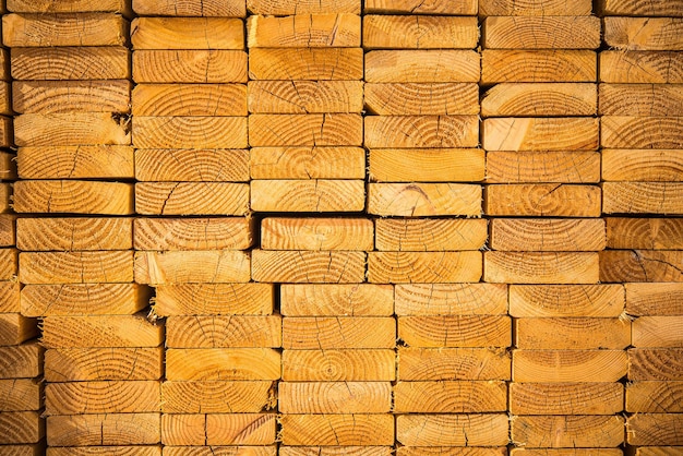 Stack of wood studs profile view planks pile timber stock