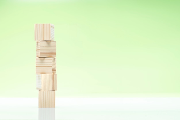 Photo stack of wooden block toy on the table