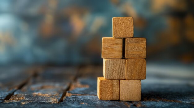 stack of wooden blocks against a textured backdrop symbolizing structure and stability concept of building construction and foundational strength