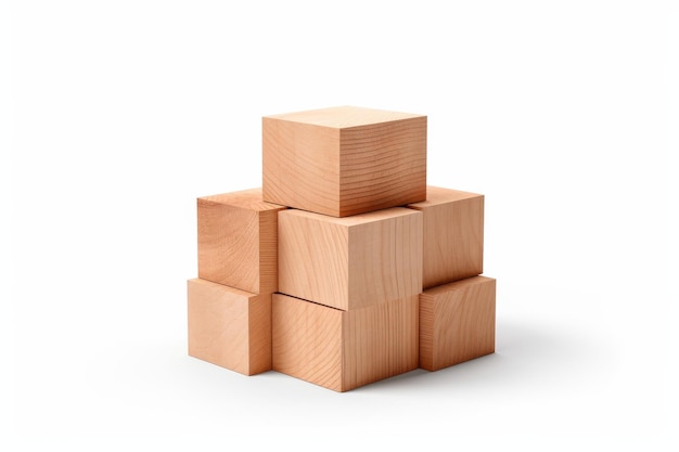 Stack of Wooden Blocks On a White or Clear Surface PNG Transparent Background