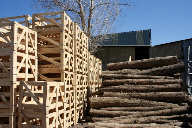 Photo stack of wooden pallets