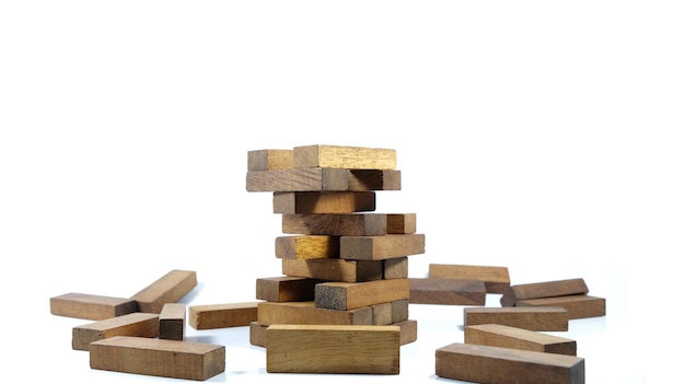 Photo stack of wooden structure against white background