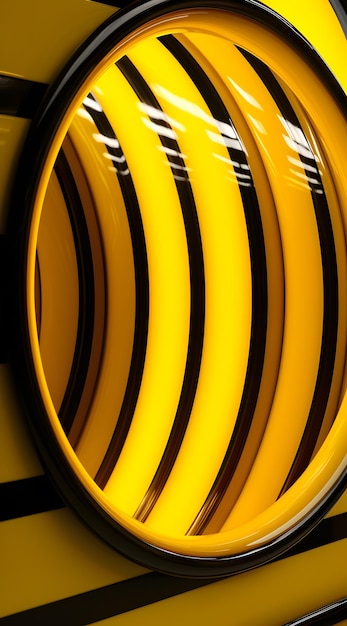 A stack of yellow plates with black stripes on the rim.