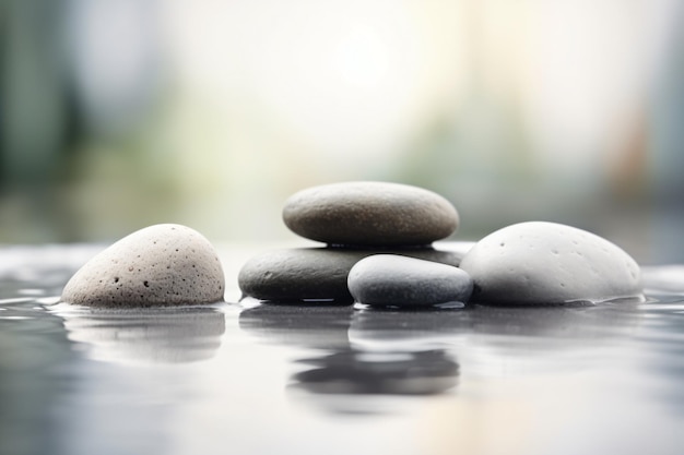 A stack of zen stones sits on a table