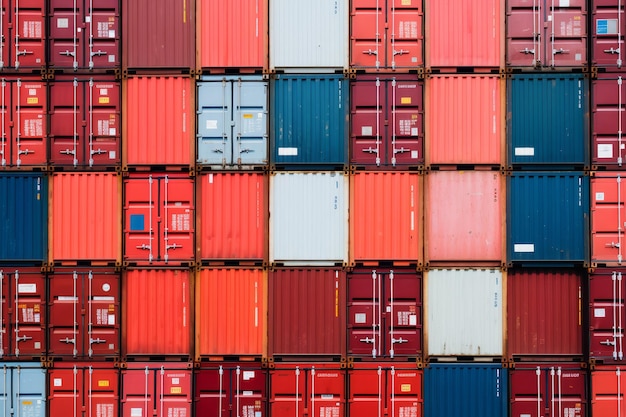 Фото Складные грузовые контейнеры в морском порту экспорт-импорт и национальная концепция доставки в складской зоне