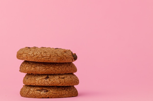 Stacked chocolate chip cookies