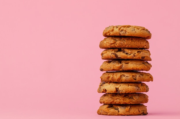 Stacked chocolate chip cookies