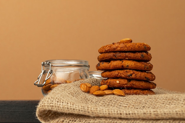 Stacked chocolate chip cookies