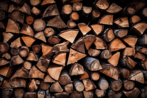 Stacked chopped firewood background