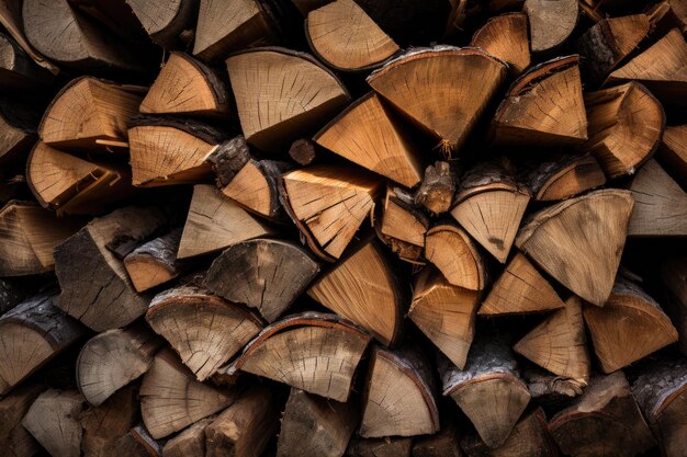 Stacked chopped firewood background