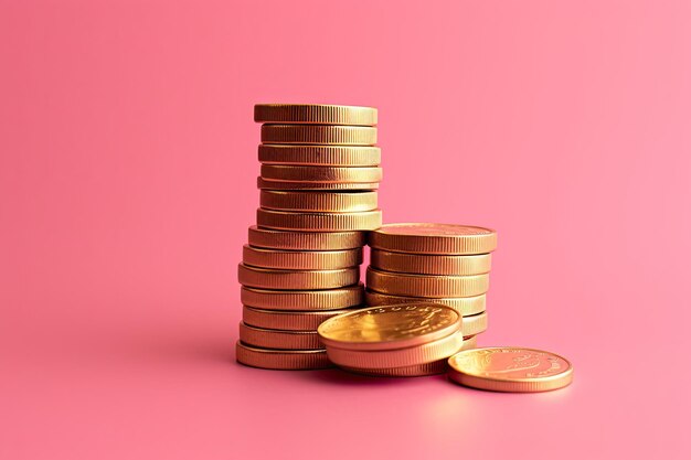 Stacked coins on a flat surface