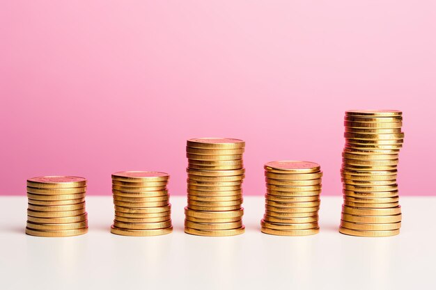 Stacked coins on a flat surface