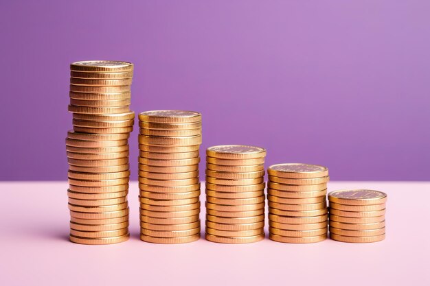 Stacked coins on a flat surface