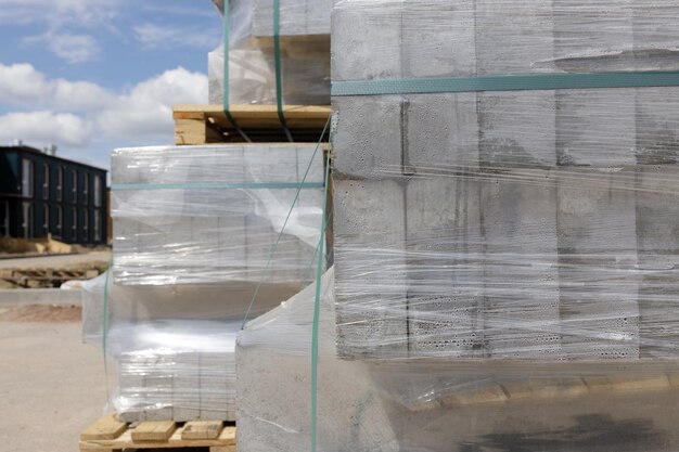 Photo stacked construction materials ready for shipping