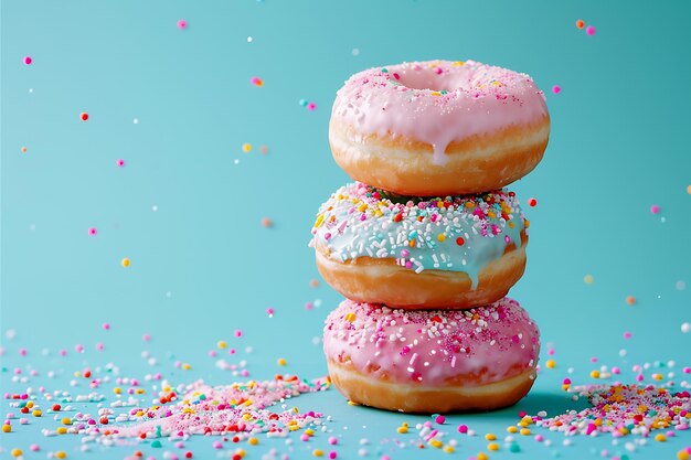 Stacked Doughnuts in a Large Scale Photograph