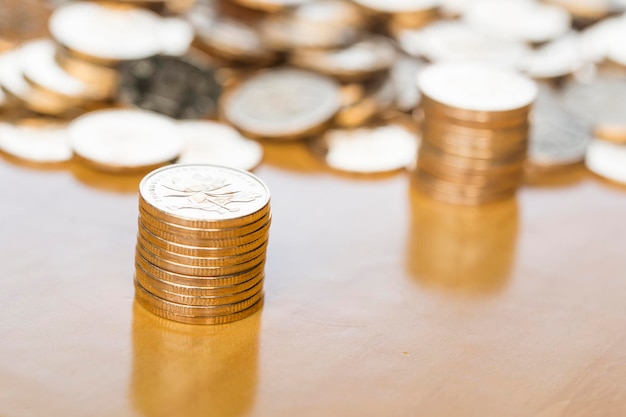 Stacked gold coins, coins, currency