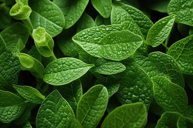 stacked green leaf texture abstract nature background