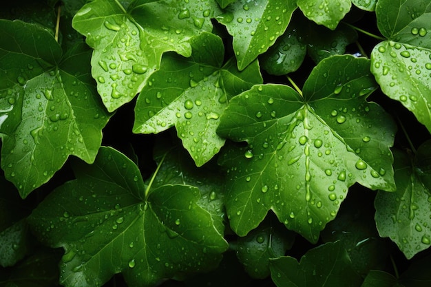 stacked green leaf texture abstract nature background