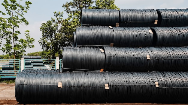 Stacked of high carbon wire rod for heavy industry production