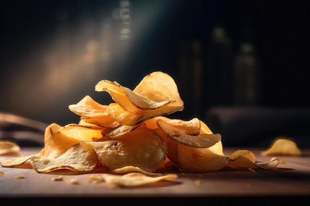 Stacked levitation potato Chips AI generated