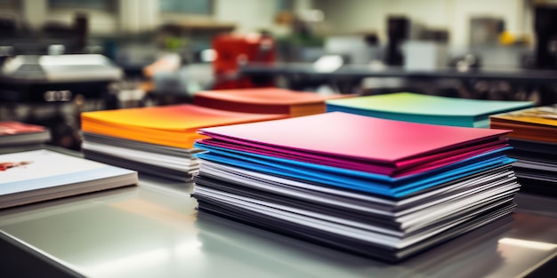 Photo stacked paper files and folders organized chaos in a busy office environment