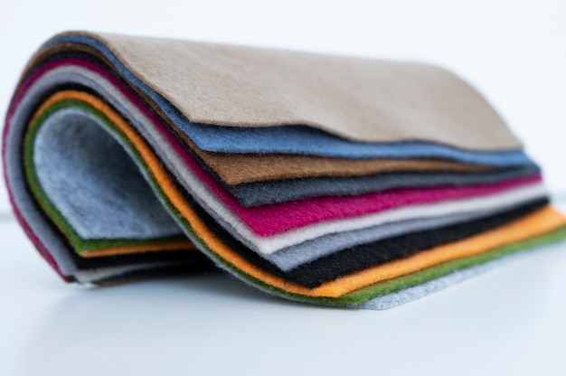 Stacked pieces of felt fabric