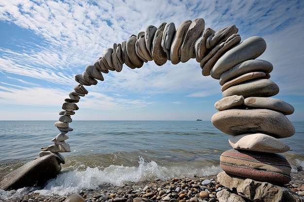 Photo stacked stone arch enigma