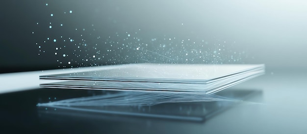 stacked transparent sheets with data particles