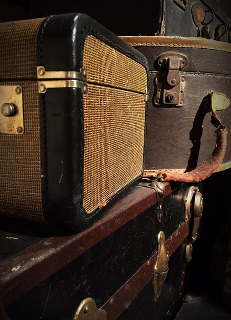 Stacked vintage suitcases