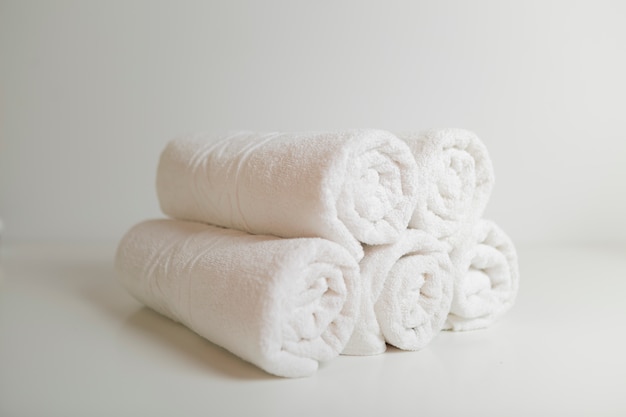 Stacked white towels