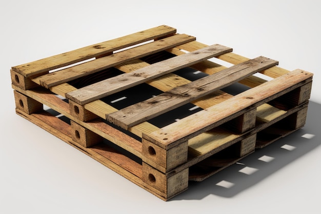 Stacked wooden pallets on a white background Generative AI