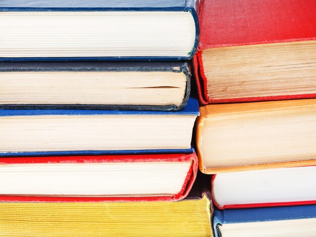 Stacks of books close up