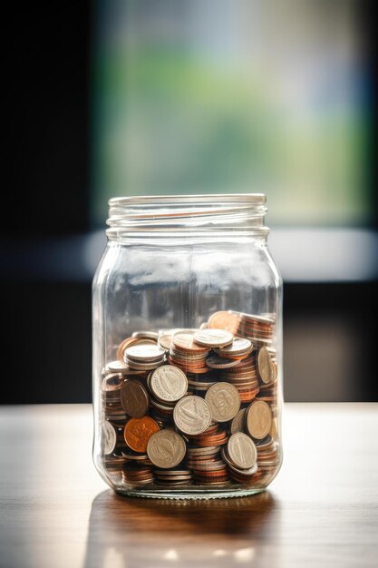 Stacks of coins inside a jar Investment concept