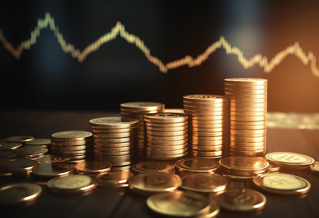 Stacks of coins on a table