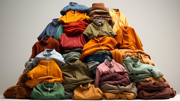 Stacks of men clothing on white