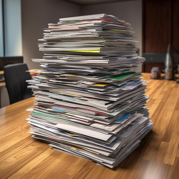 Photo stacks of papers and file folders