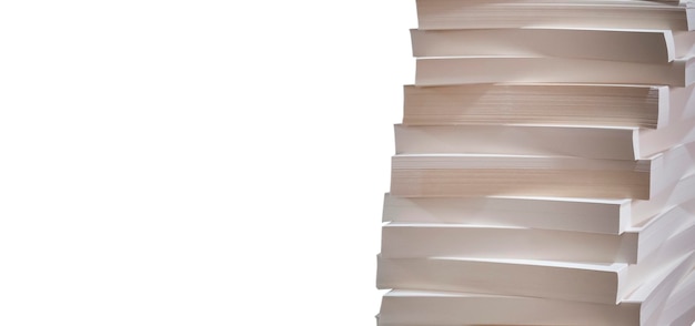 stacks of papers stacked on an isolated white background