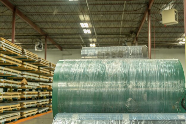 Stacks of steel metal coil for metal roofing factory