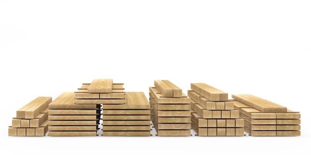 Stacks of wooden planks