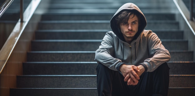 Stad depressief donker eenzaamheid persoon stedelijk eenzaam bezorgd ongelukkig verdrietig probleem alleen regen tiener jong