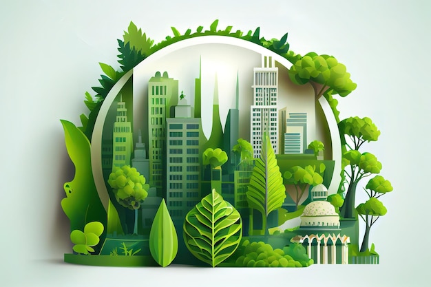Stad groene ecologie stadsgezicht Generatieve Ai