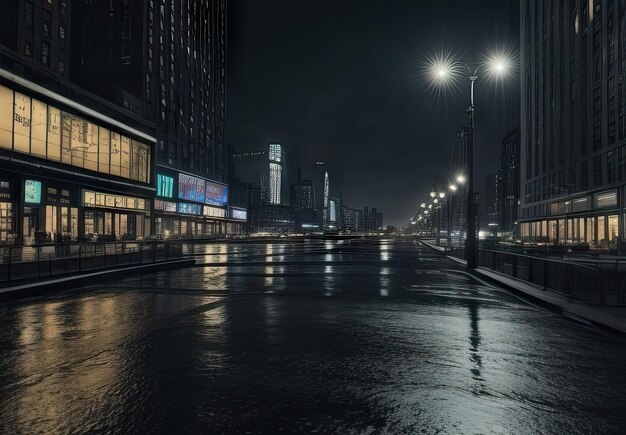 Foto stad met beweging en regen 's nachts