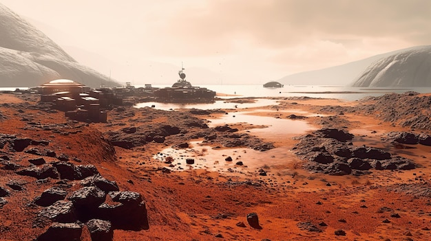 Foto stad op planeet mars generatieve ai