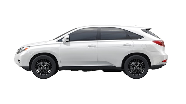Stad premium familie SUV op witte geïsoleerde achtergrond zonder schaduwen 3D-rendering