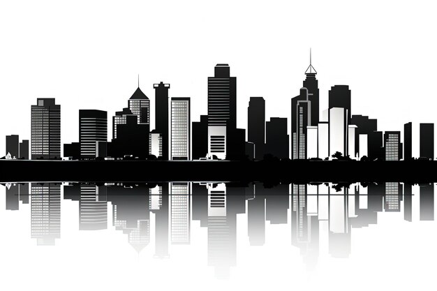 Foto stad silhouet modern stedelijk landschap hoog gebouw illustratie op witte achtergrond stadspictogram