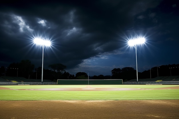 Stadionverlichting die een honkbalveld verlicht