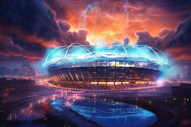 Photo stadium arena celebrating manchester city winnning champions league illustration generative ai