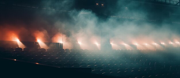 Photo stadium arena lights and smoke