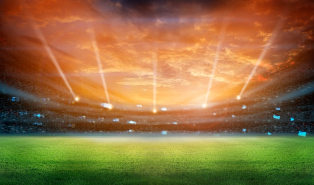 stadium in lights and flashes 3d rendering