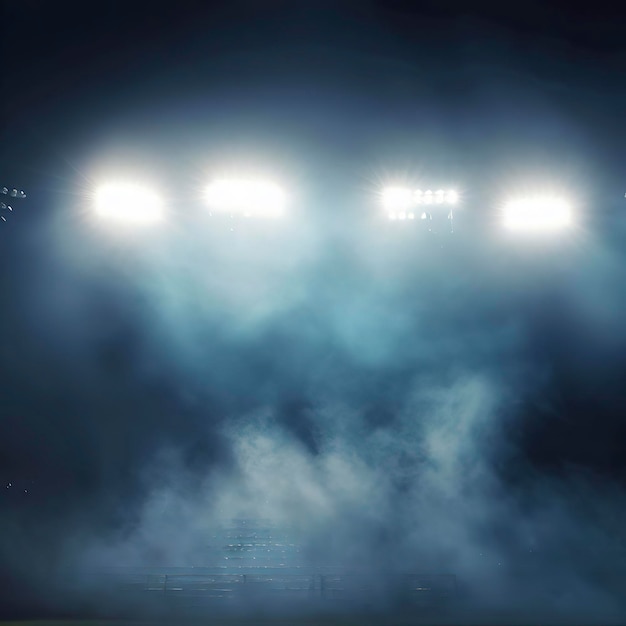 stadium lights and smoke